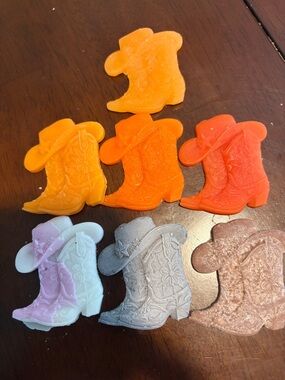 Assorted Cowboy Boot Wax Embellishments - Orange, Yellow, Pink, Silver, Brown